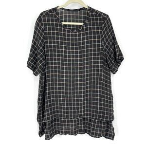 Zara Wool Blend Tunic Top Gray Plaid Size Small